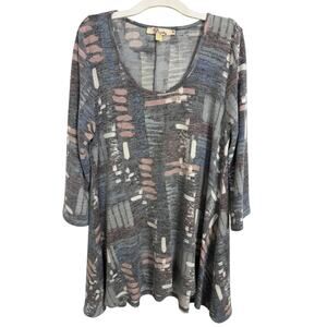 Anthropologie Aryeh Abstract Asymmetrical Top 3/4 Sleeve Size Medium Lagenlook